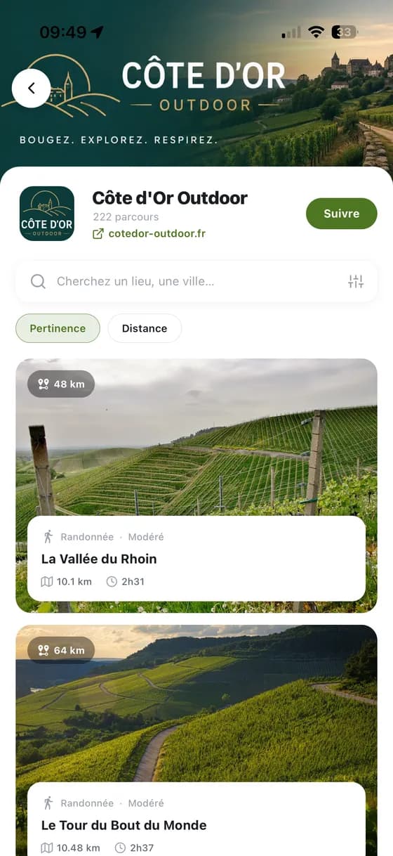 Your partner page in the app
